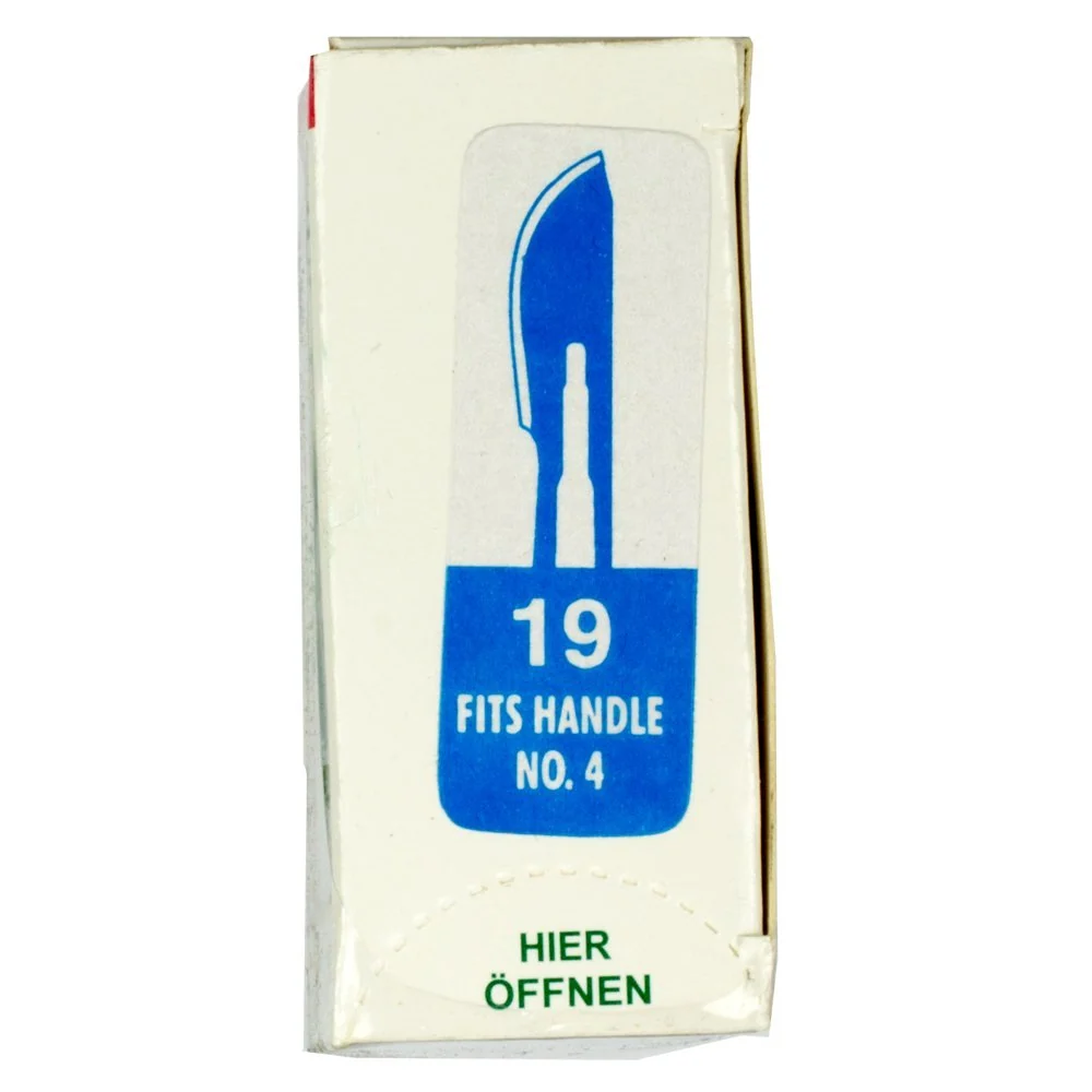Set - 100 stycken skalpellsblad figur 19 av kolstål - reservblad individuellt sterilt förpackade + 1 x May - skalpellhålla...