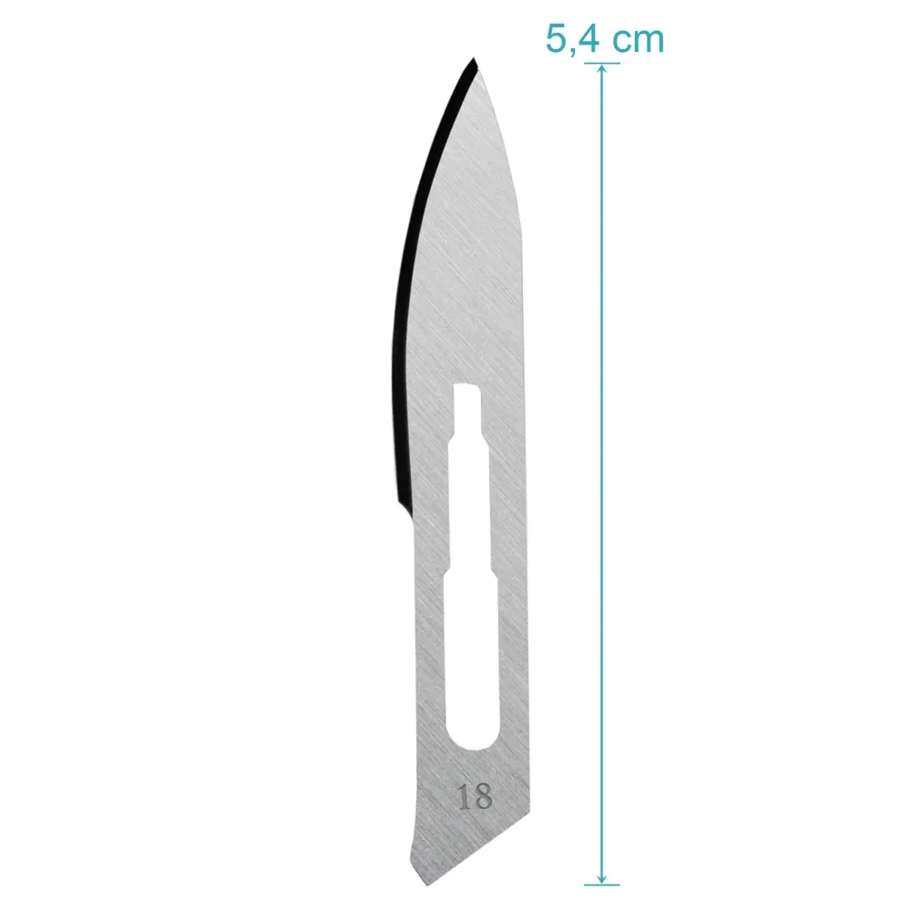 Set bestående av blandning av 10 stycken skalpellsblad figur 4 i 6 olika utföranden + 1 x May - skalpellhållare 15,5 cm lå...