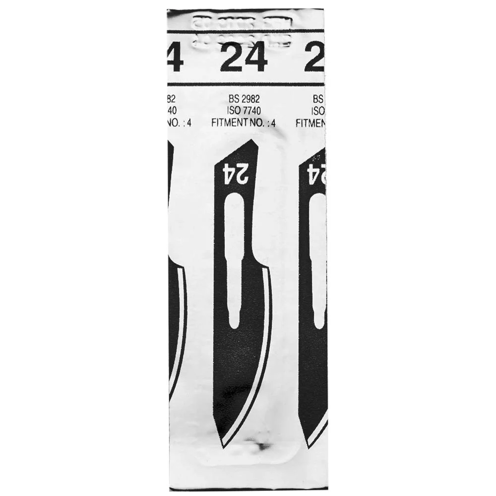 Set - 50 stycken skalpellsblad figur 24 av kolstål - reservblad individuellt sterilt förpackade + 1 x May - universell ska...