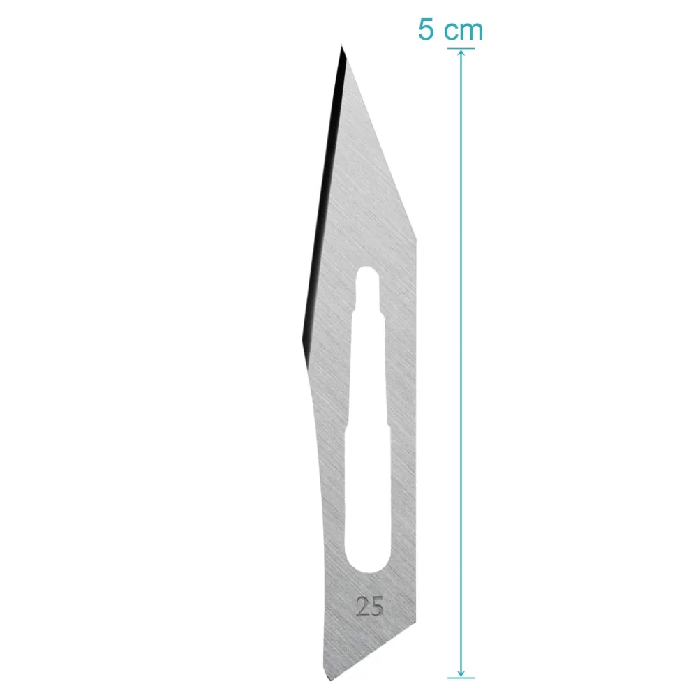 Set - 50 stycken skalpellsblad figur 25 av kolstål - reservblad individuellt sterilt förpackade + 1 x May - skalpellhållar...