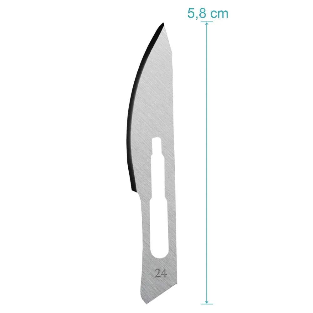 Set - 50 stycken skalpellsblad figur 24 av kolstål - reservblad individuellt sterilt förpackade + 1 x May - skalpellhållar...