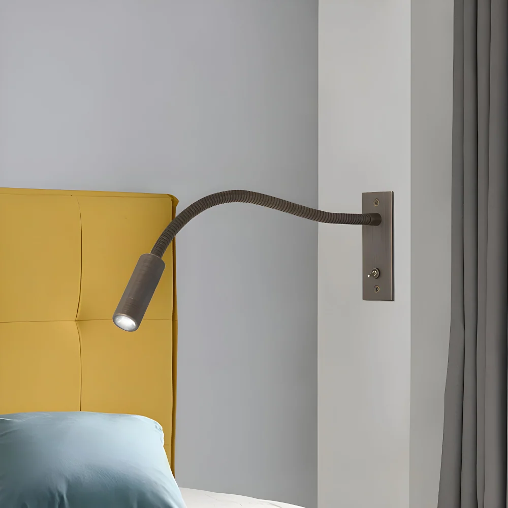 Justerbar Vägglampa med Böjd Arm och Flexibel Hals Svart