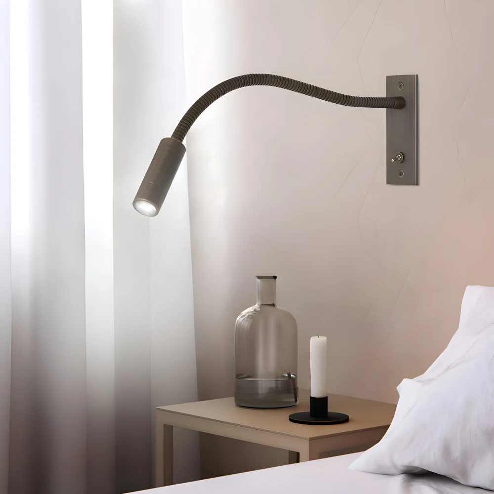 Justerbar Vägglampa med Böjd Arm och Flexibel Hals Svart