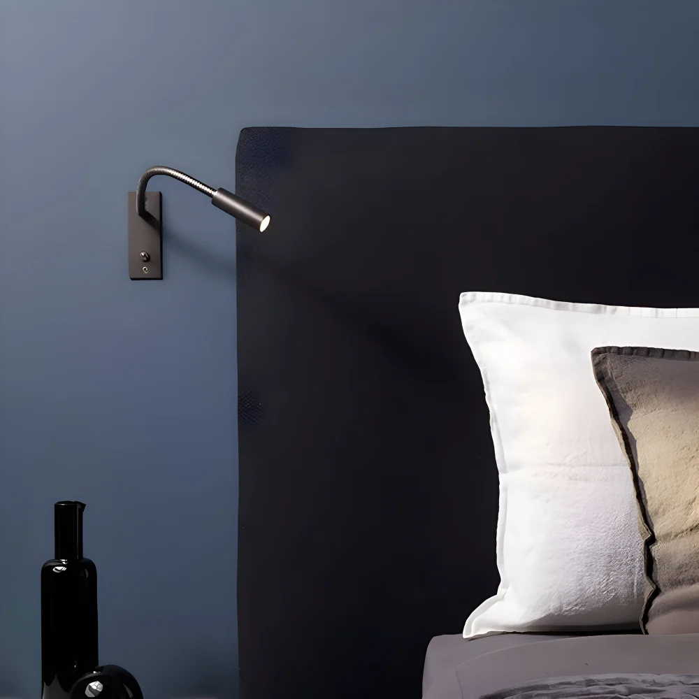 Justerbar Vägglampa med Böjd Arm och Flexibel Hals Svart
