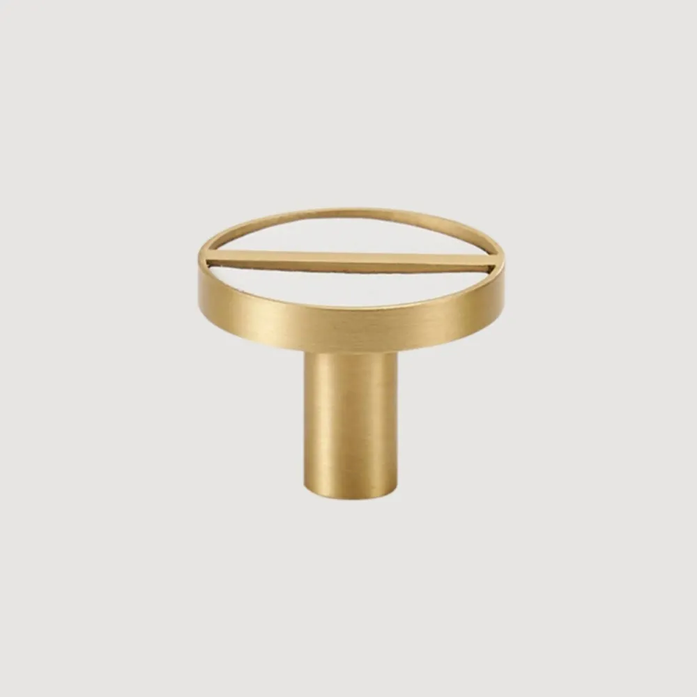 Knopp 1076 | Mässing + Läder | Vit