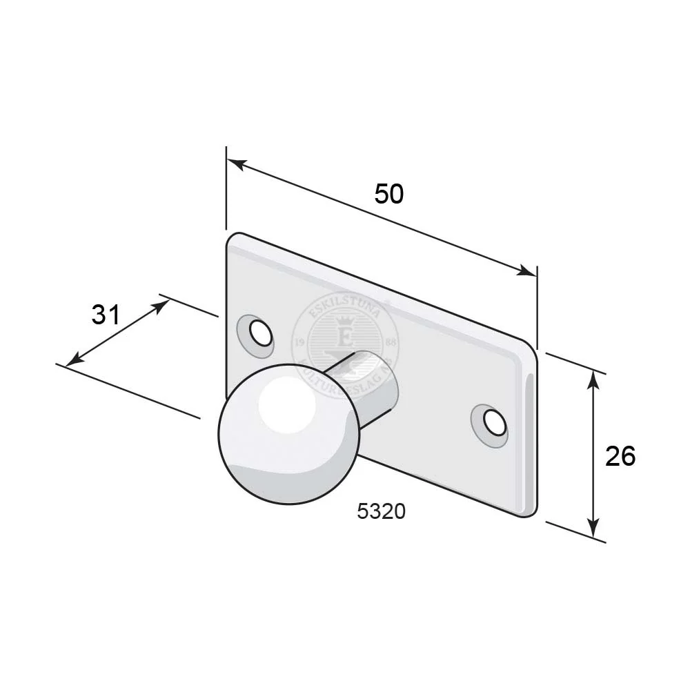 Knopp 5320 förnicklad mässing