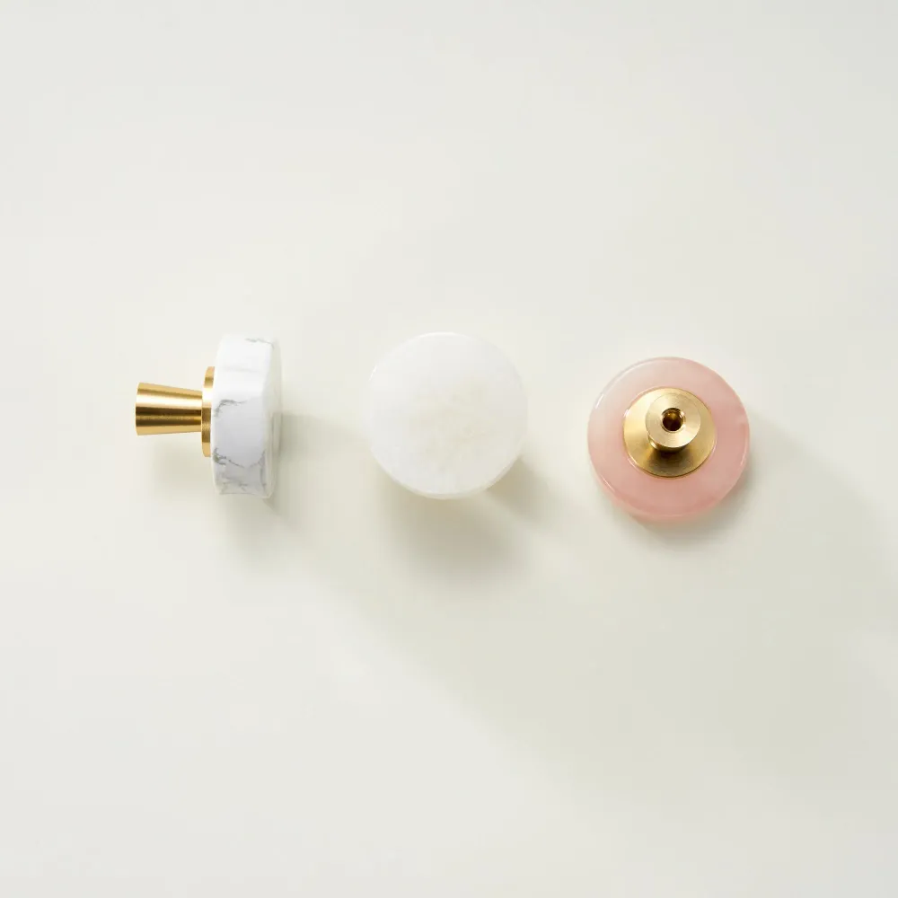 Knopp CH066 | Bergskristall + Mässing | Pink