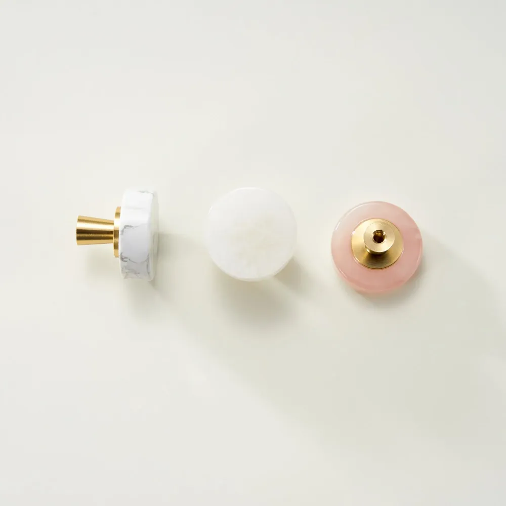 Knopp CH066 | Bergskristall + Mässing | White