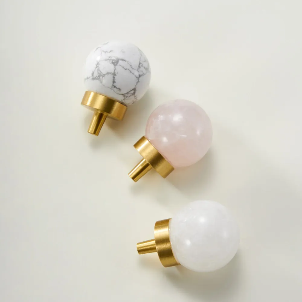 Knopp CH067 | Bergskristall + Mässing | Pink