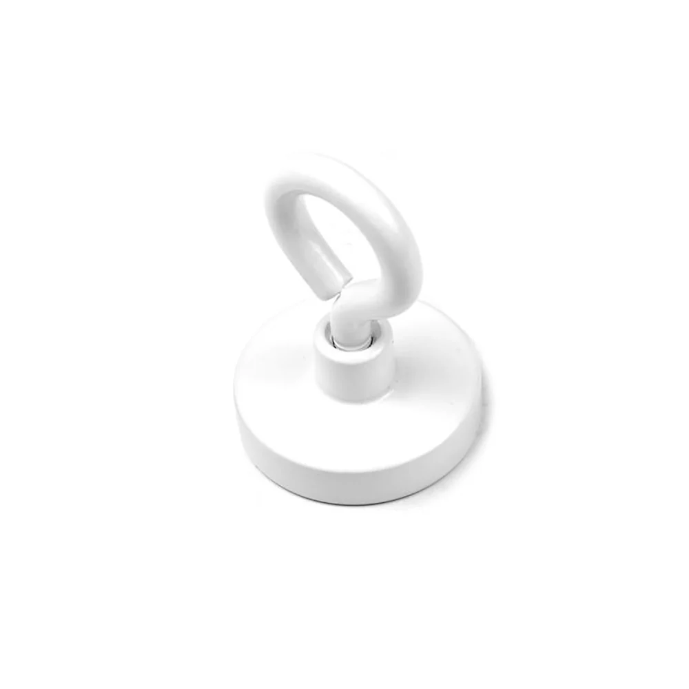 Krokmagnet Ø32 mm med sluten ögla, Vit (neodymium)