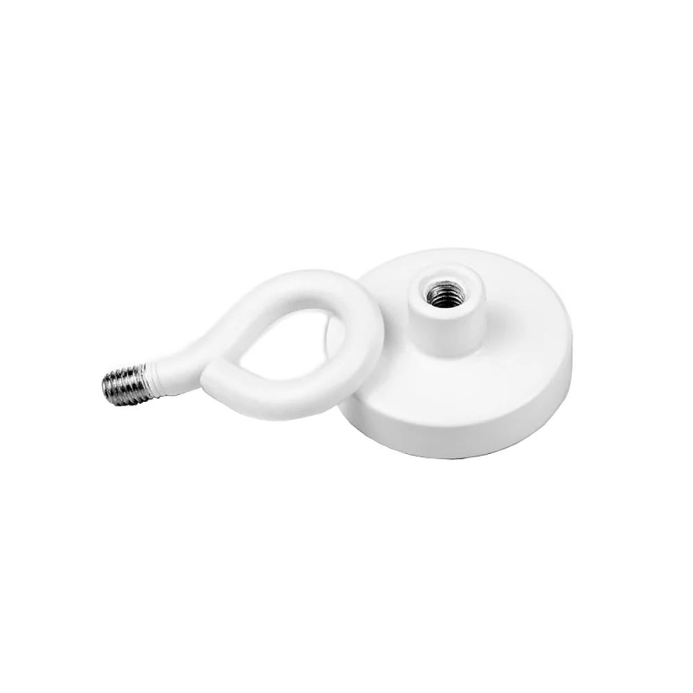Krokmagnet Ø32 mm med sluten ögla, Vit (neodymium)