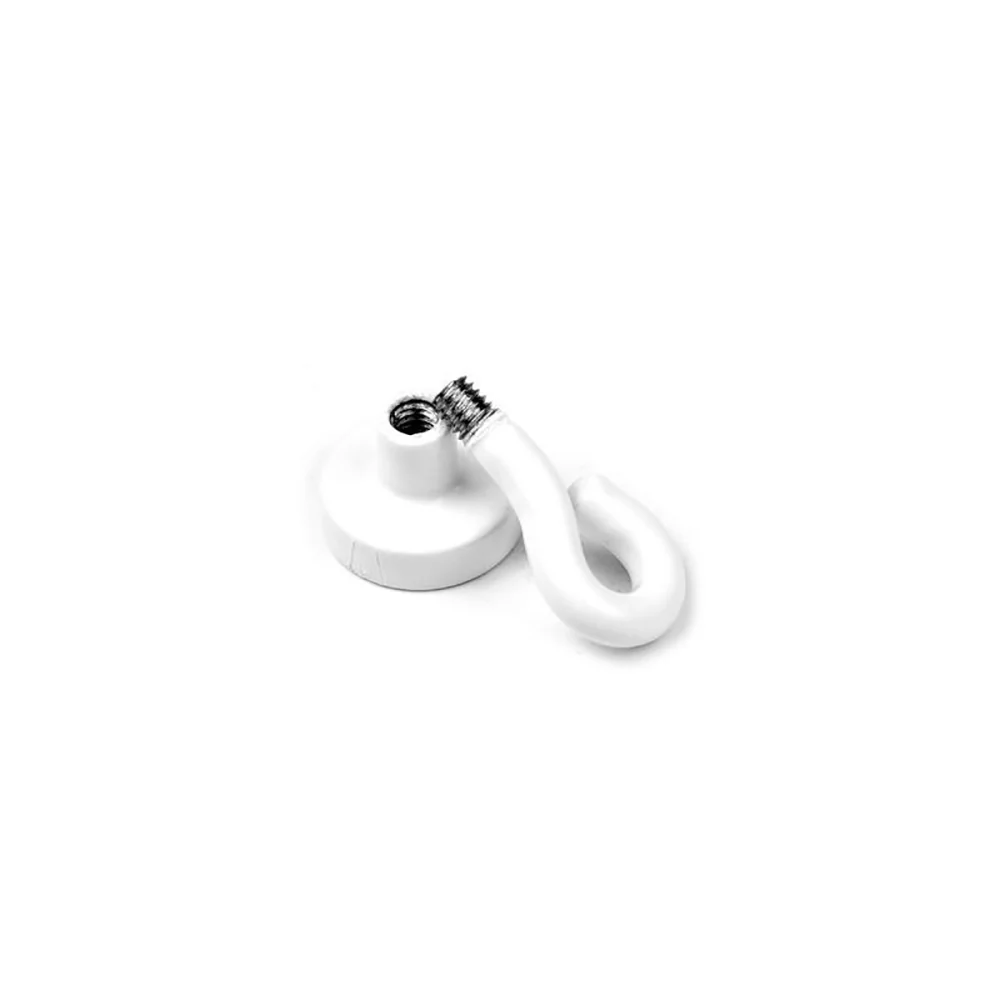Krokmagnet Ø16 mm med sluten ögla, Vit (neodymium)