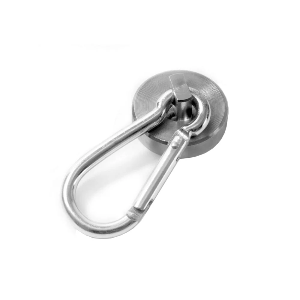 Pottmagnet Ø25 mm med karbinhake (neodymium)