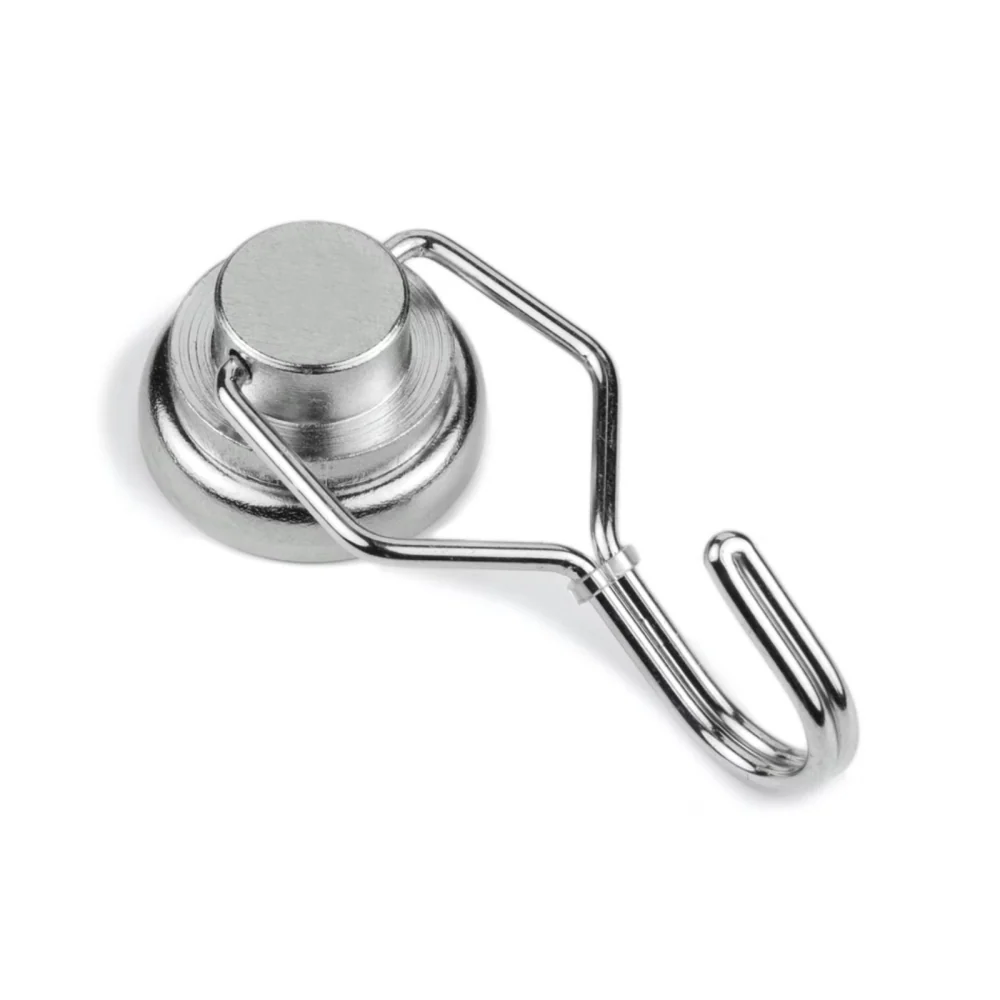Pottmagnet Ø25 mm med roterande krok (neodymium)