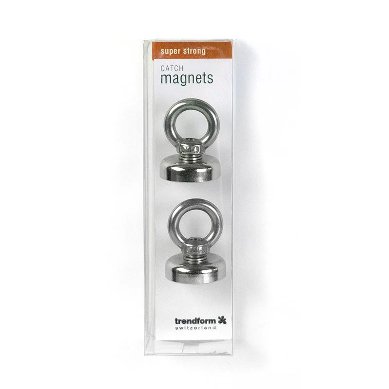 Pottmagnet Ø25 mm med sluten ögla 2-pack (neodymium)