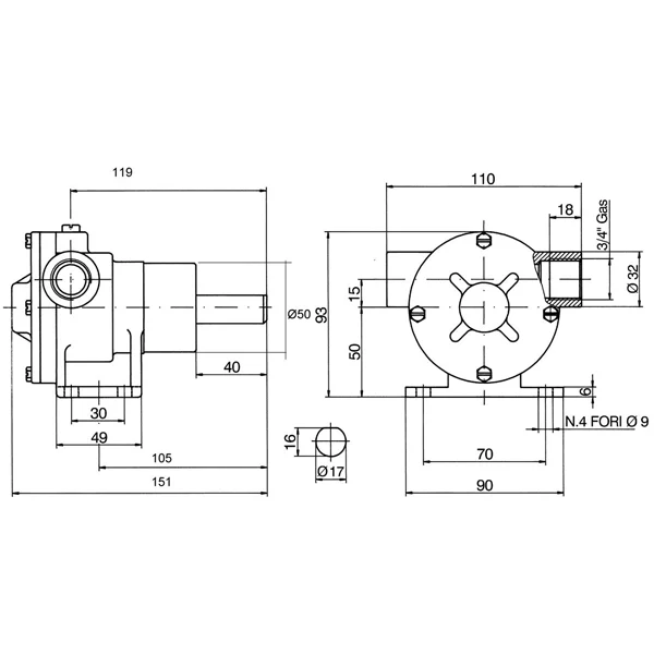 SeaTec, Impellerpump 3/4" PM35, lämplig för Leyland, Mercedes och Volvo