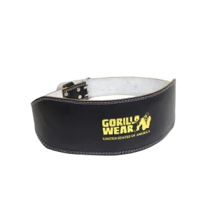 Gorilla Wear 6 Inch Padded Äkta läder Belt, black/gold