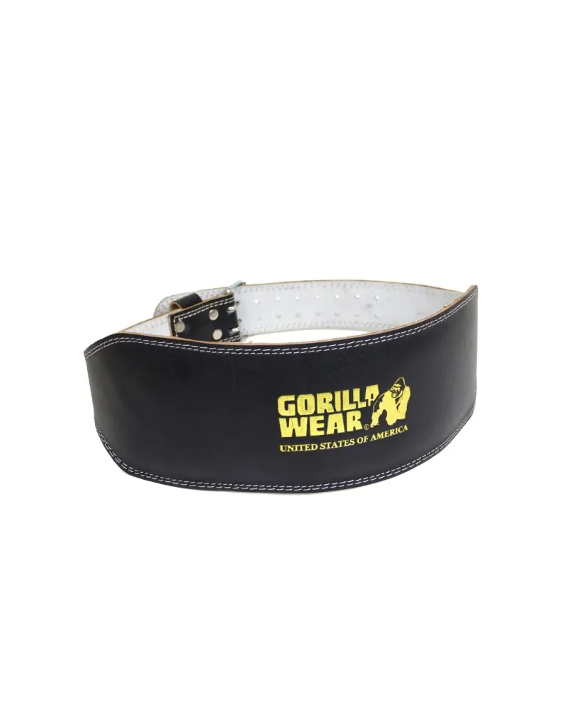 Gorilla Wear 6 Inch Padded Äkta läder Belt, black/gold