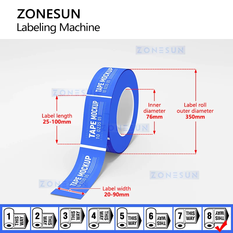 ZONESUN ZS-TBRH100 Horizontal Tube Labeling Machine Vials & Cosmetic Bottles