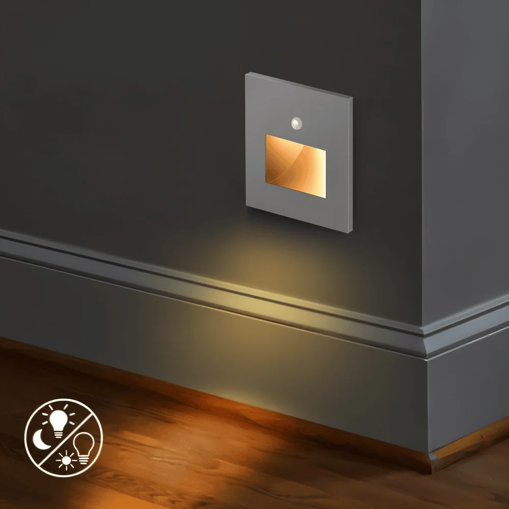 LumiStep Vägglampa - Infälld Vägglampa med Rörelsesensor För Trappor Silver