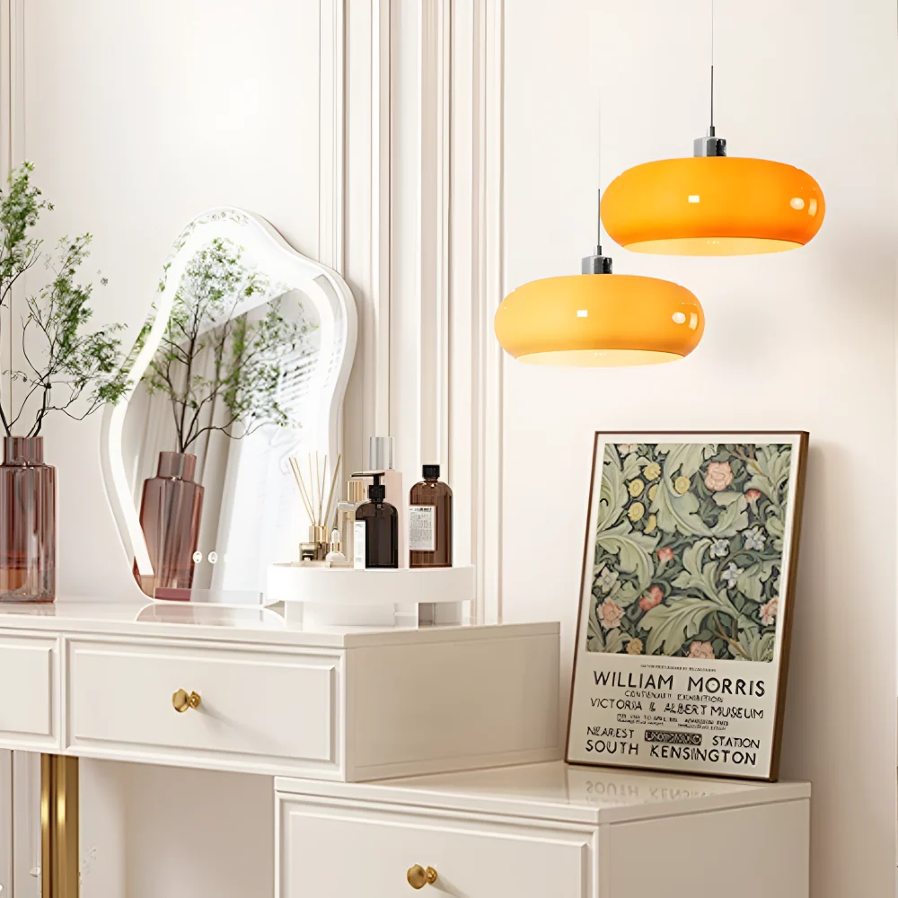 Cirquella – Retro-Modern Bauhaus Glaspendellampa i Cirkelformad Design Vit