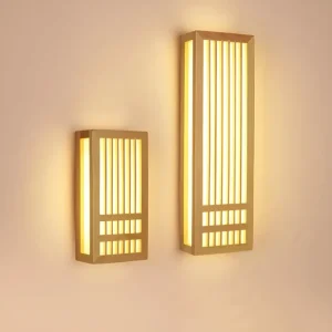 DoaGlow Japansk Vägglampa av Trä - Up-to-date Japansk Belysning av Trä och Akryl