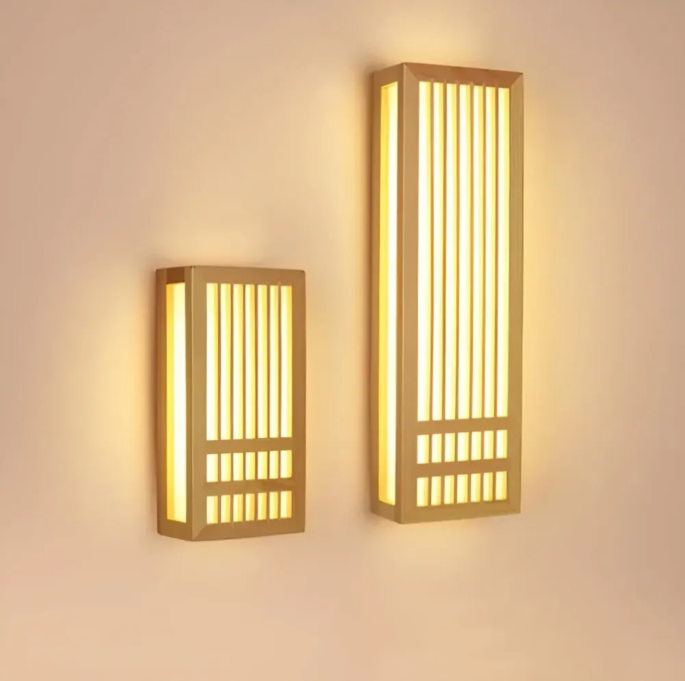 DoaGlow Japansk Vägglampa av Trä - Up-to-date Japansk Belysning av Trä och Akryl