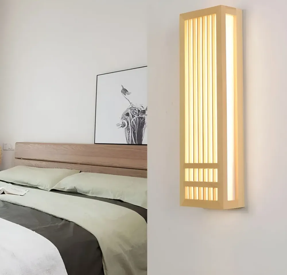 DoaGlow Japansk Vägglampa av Trä - Up-to-date Japansk Belysning av Trä och Akryl