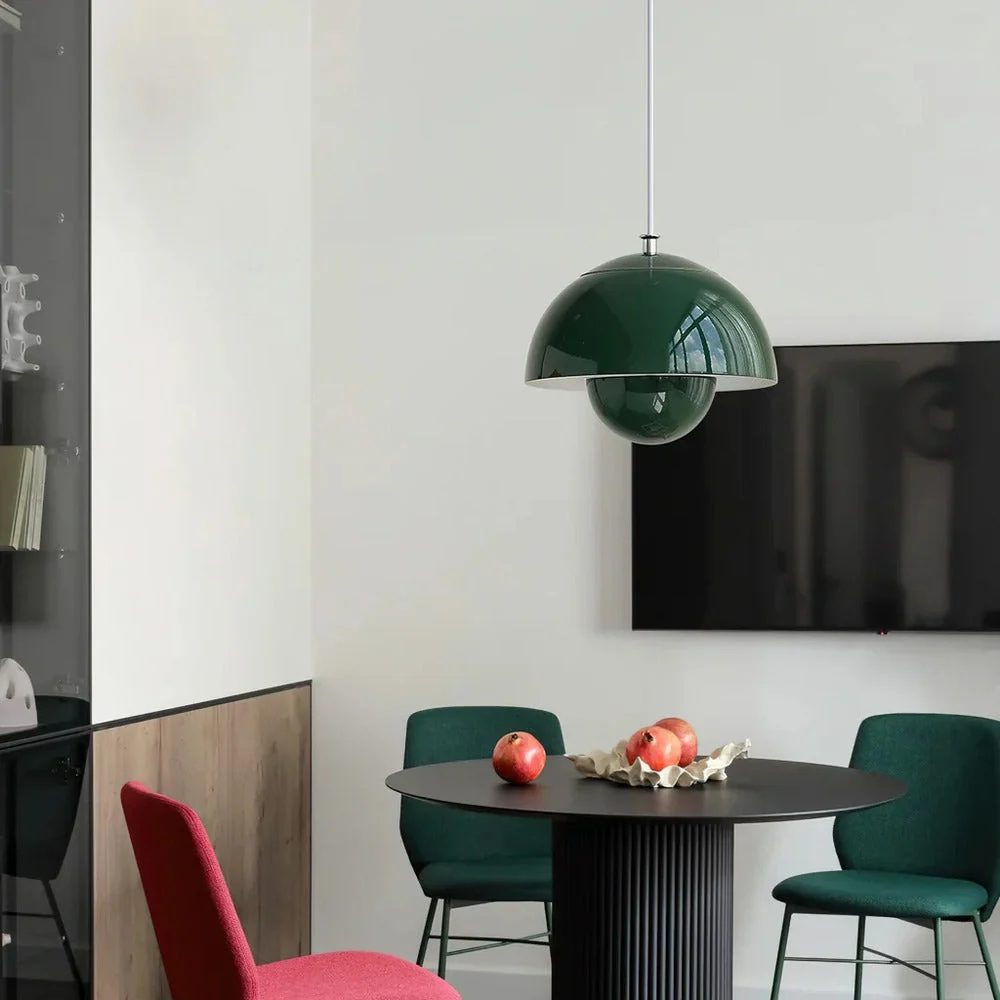 Floréal – Nordisk Metallpendellampa i Blomformad Retrodesign Orange