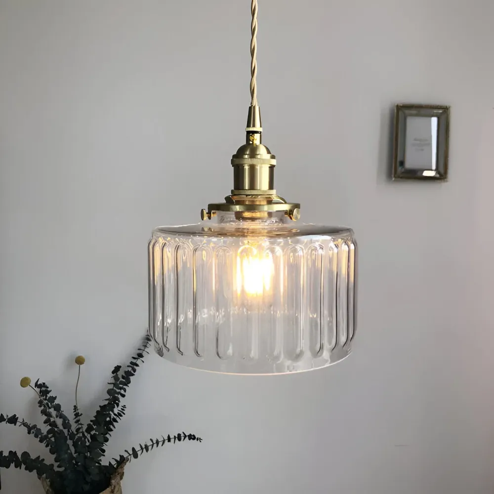 GlamourGlass – Old-style Grön Pendellampa i Cylindrisk Glasdesign Gron