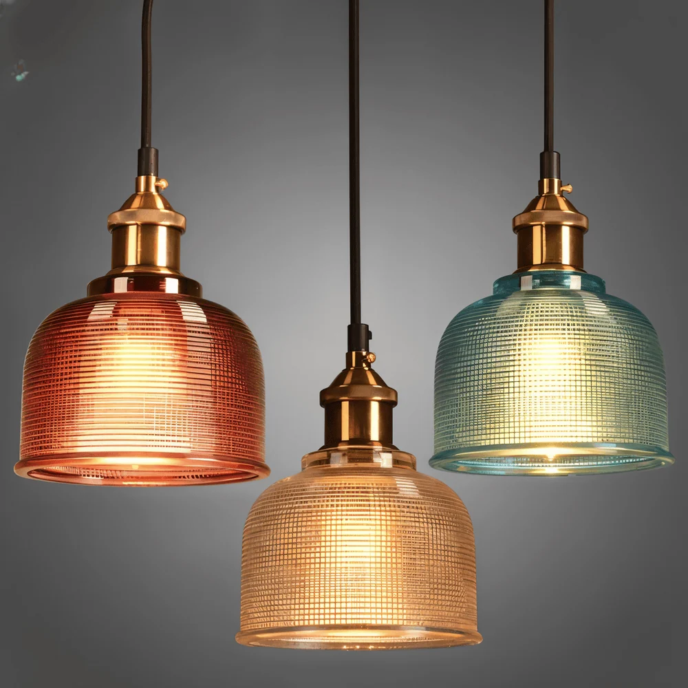 Glansig Bell Taklampa - Färgglad Vintage Glas Taklampa-Modern Hängande Lampa Rod