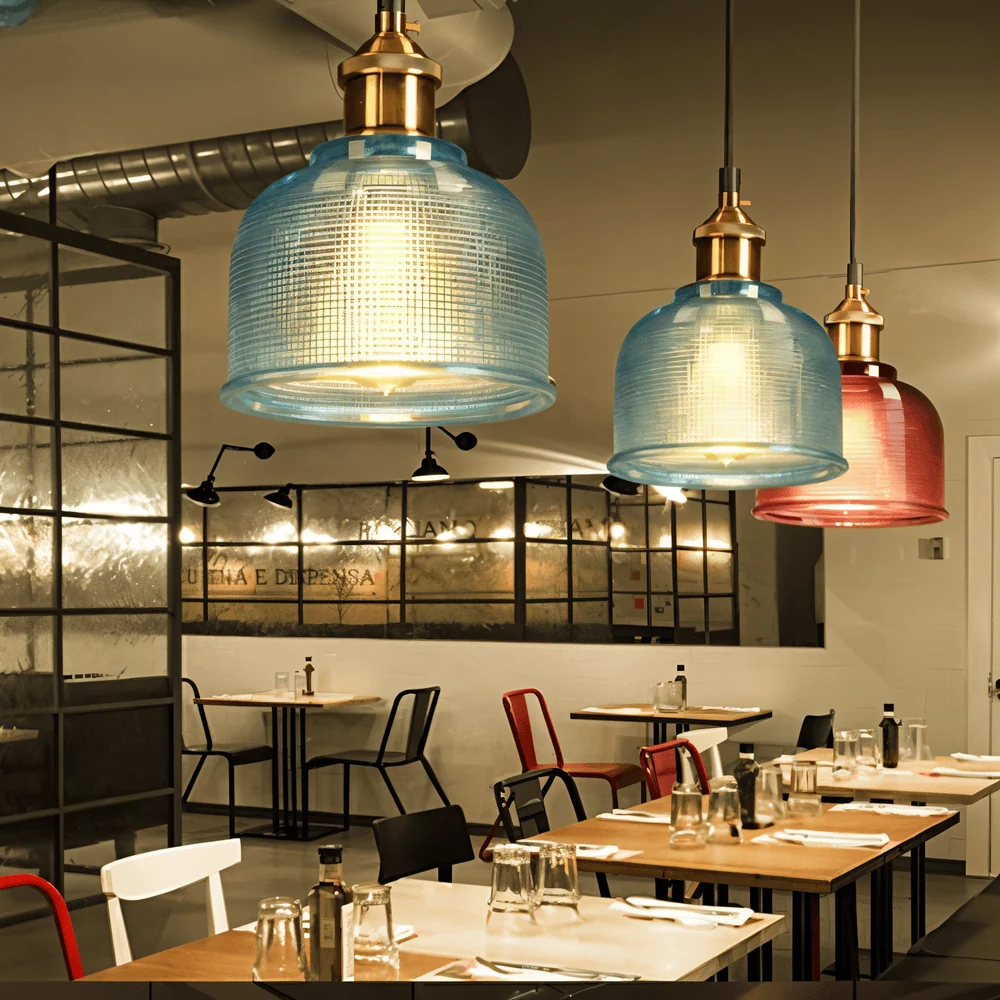 Glansig Bell Taklampa - Färgglad Vintage Glas Taklampa-Modern Hängande Lampa Rod