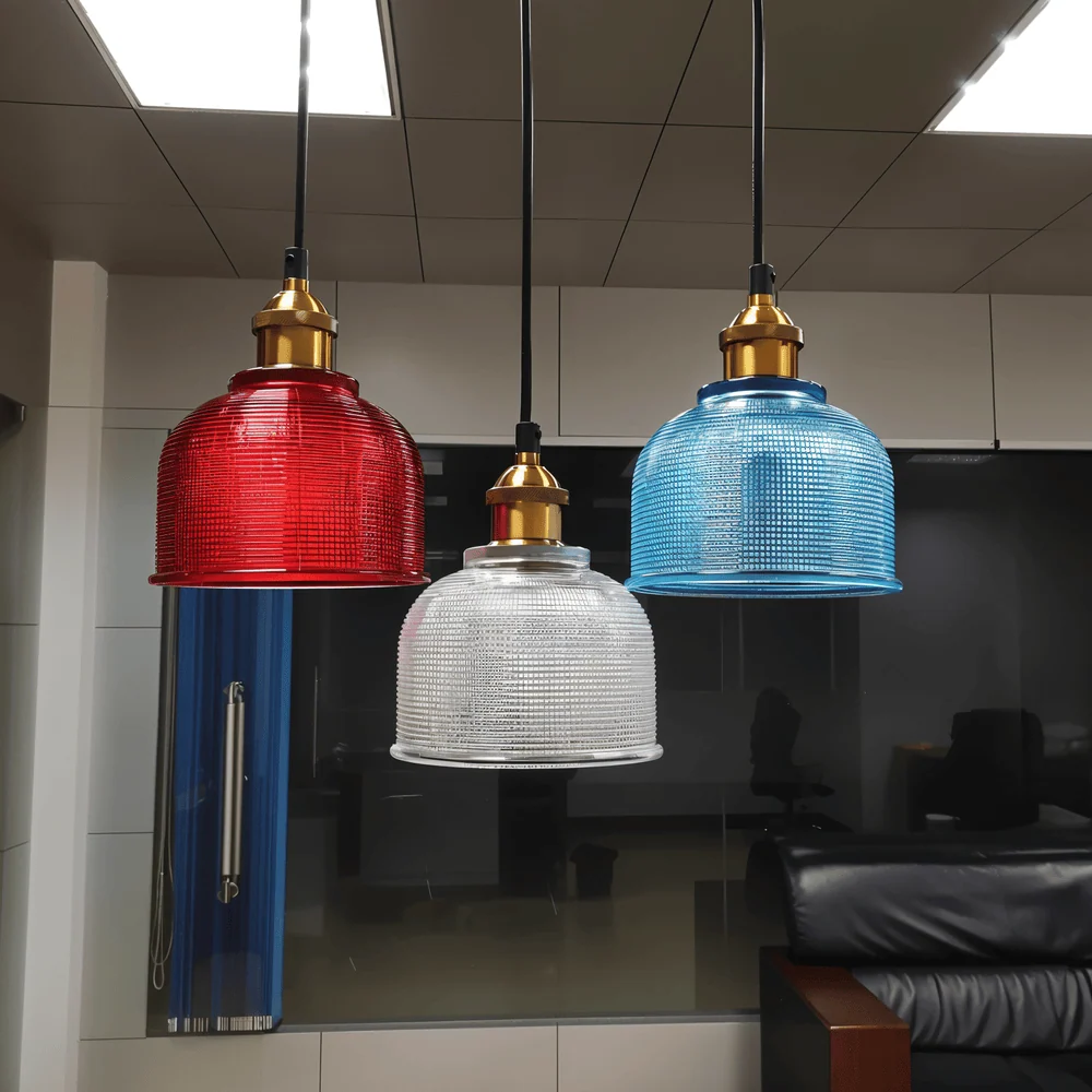 Glansig Bell Taklampa - Färgglad Vintage Glas Taklampa-Modern Hängande Lampa Rod