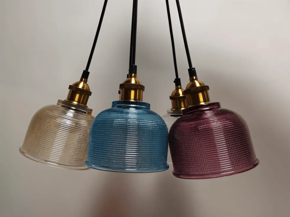 Glansig Bell Taklampa - Färgglad Vintage Glas Taklampa-Modern Hängande Lampa Rod