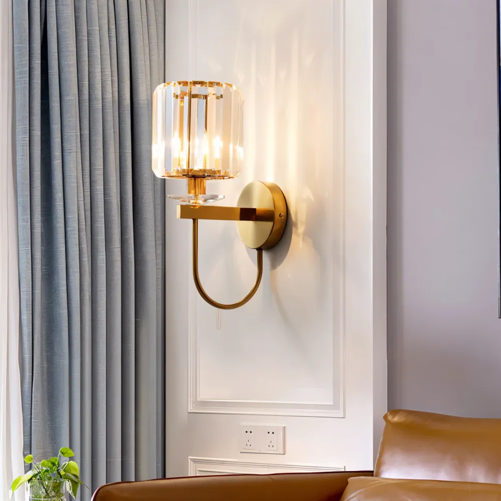 LustraRay – Retro Kristall Vägglampa i Cylindrisk Design med LED-belysning