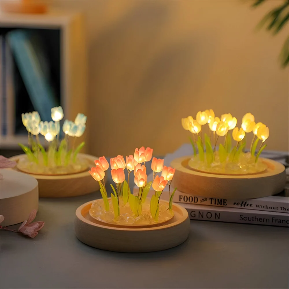 ArtifiTulip Bordslampa - Charmigt DIY LED Blomster Nattljus Rod