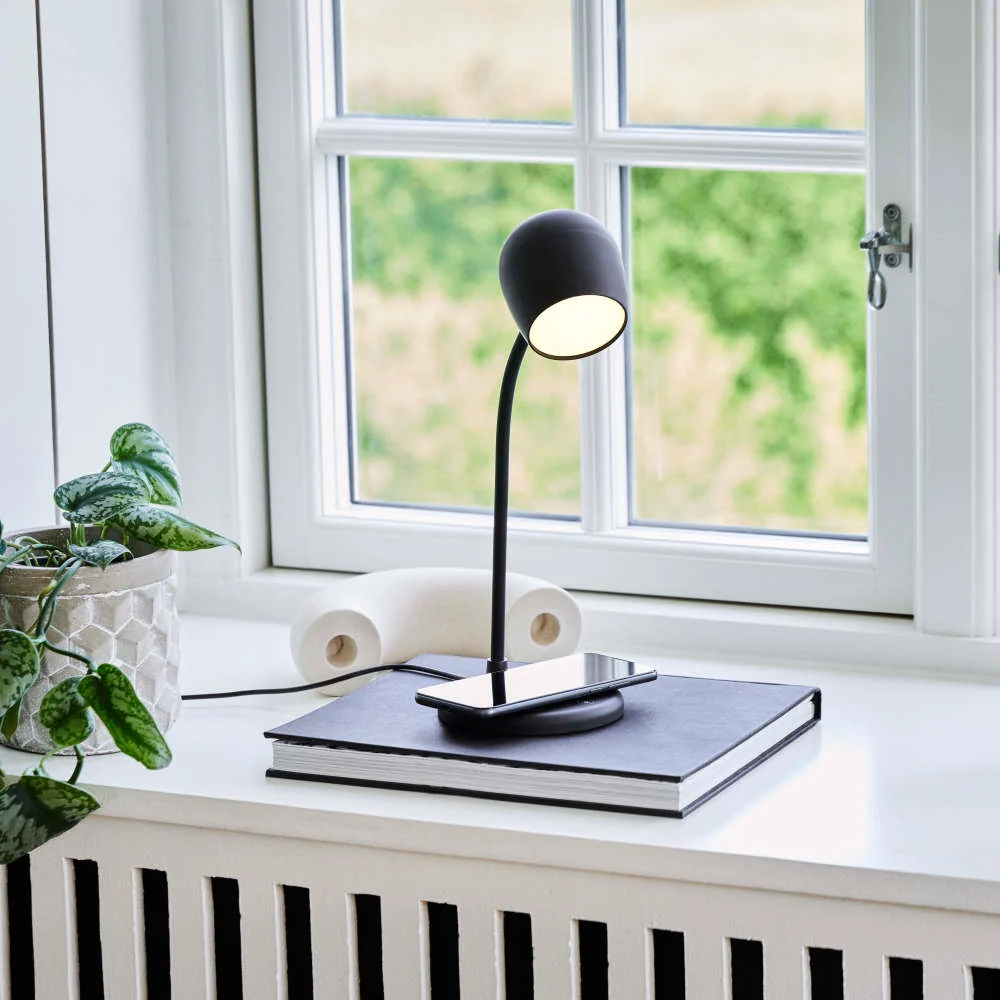 Ellie LED-lampa/Högtalare/Qi Ebenholts