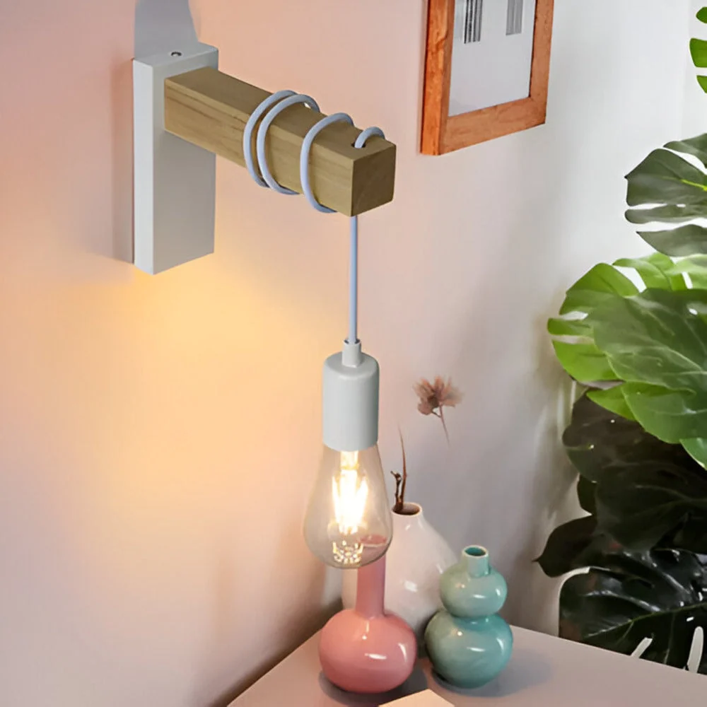 High Lumen Daylight Unrefined Trä Vägglampa - Minimalistiska Rustika Vägglampor LED Svart