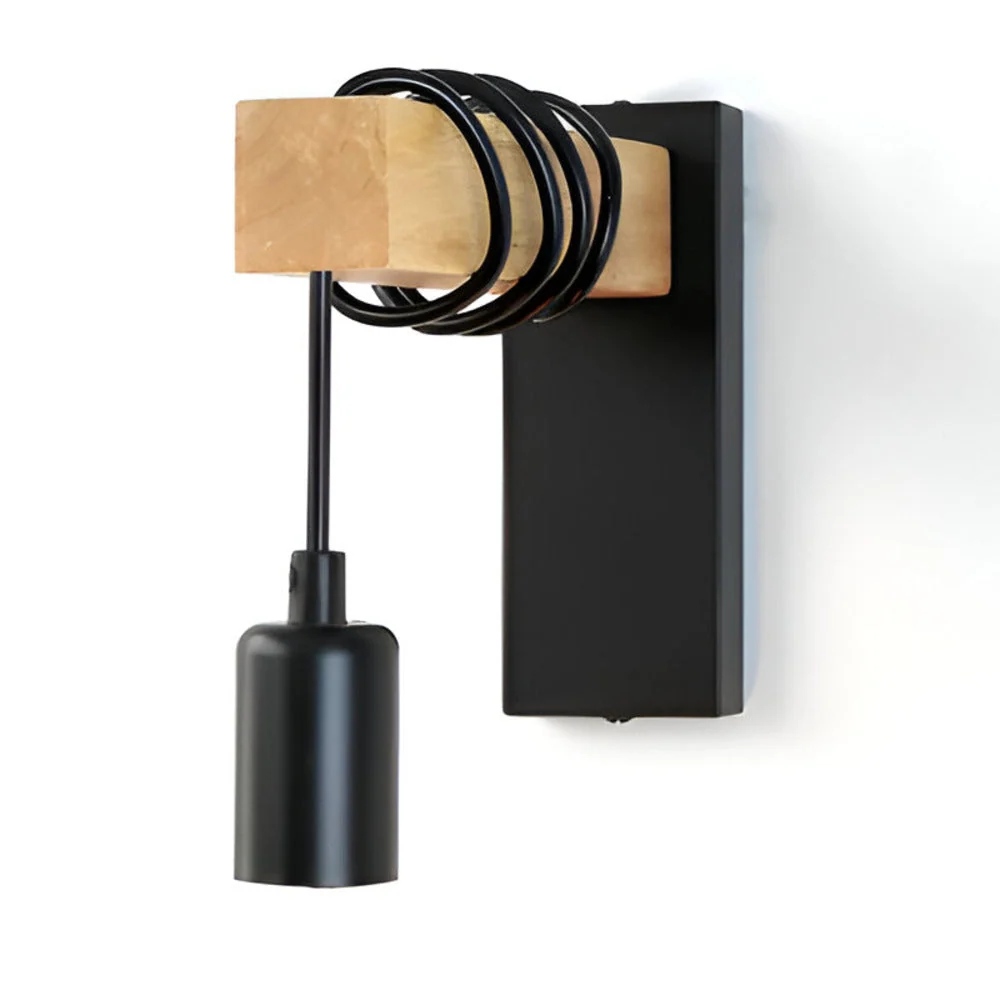 High Lumen Daylight Unrefined Trä Vägglampa - Minimalistiska Rustika Vägglampor LED Svart