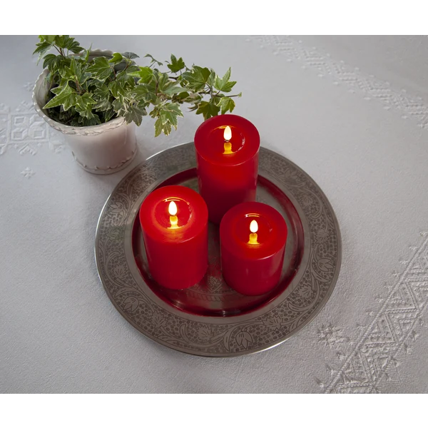 LED Blockljus Flamme Flow Röd 17,5 cm