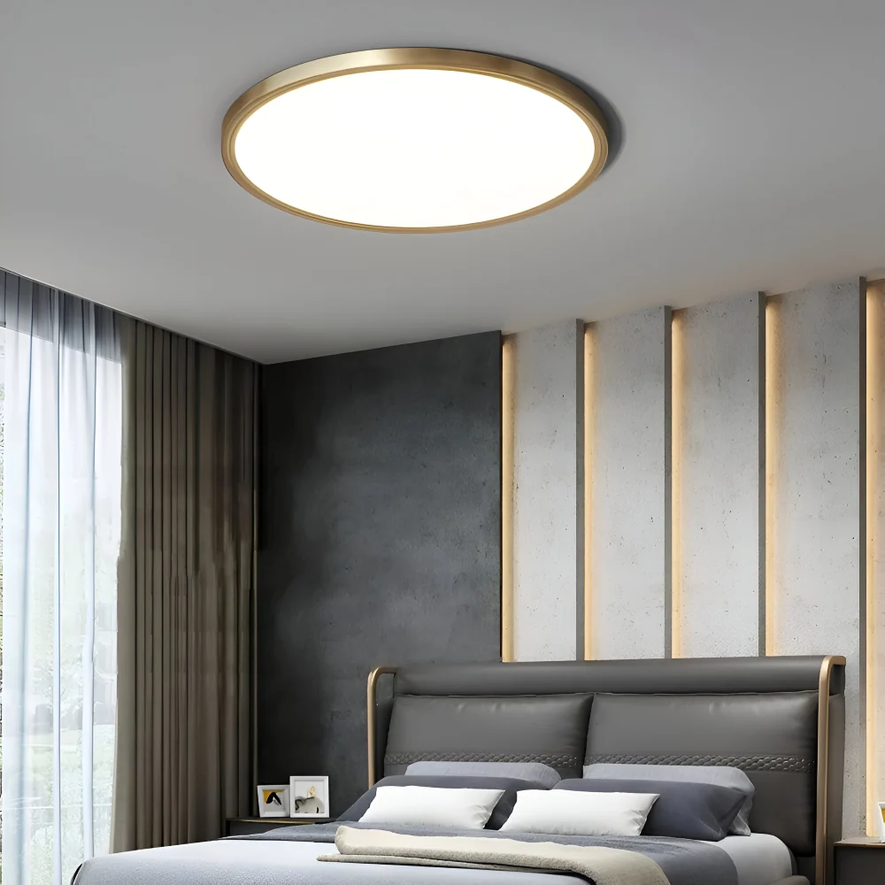 LumoHalo – Ultratunn Rund LED-Taklampa i Bronsfinish
