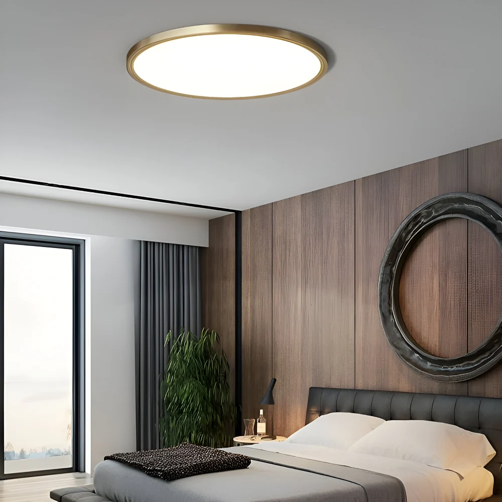 LumoHalo – Ultratunn Rund LED-Taklampa i Bronsfinish