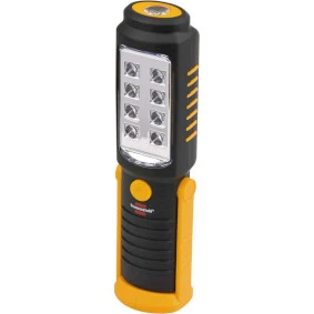 Mobil inspektions-LED-lampa med 8 + 1 ljusstarka SMD-lysdioder (batteridriven, brinntid max. 10 timmar, vridbar krok, magnet)