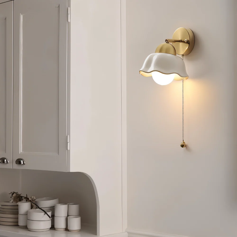 Pärla Bloom Vägglampa - Klassisk Fransk Nattduksbord Vägglampa - Blomdesign Vägglampa - Inomhus LED Vägglampor