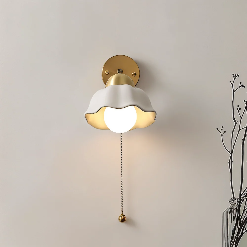 Pärla Bloom Vägglampa - Klassisk Fransk Nattduksbord Vägglampa - Blomdesign Vägglampa - Inomhus LED Vägglampor