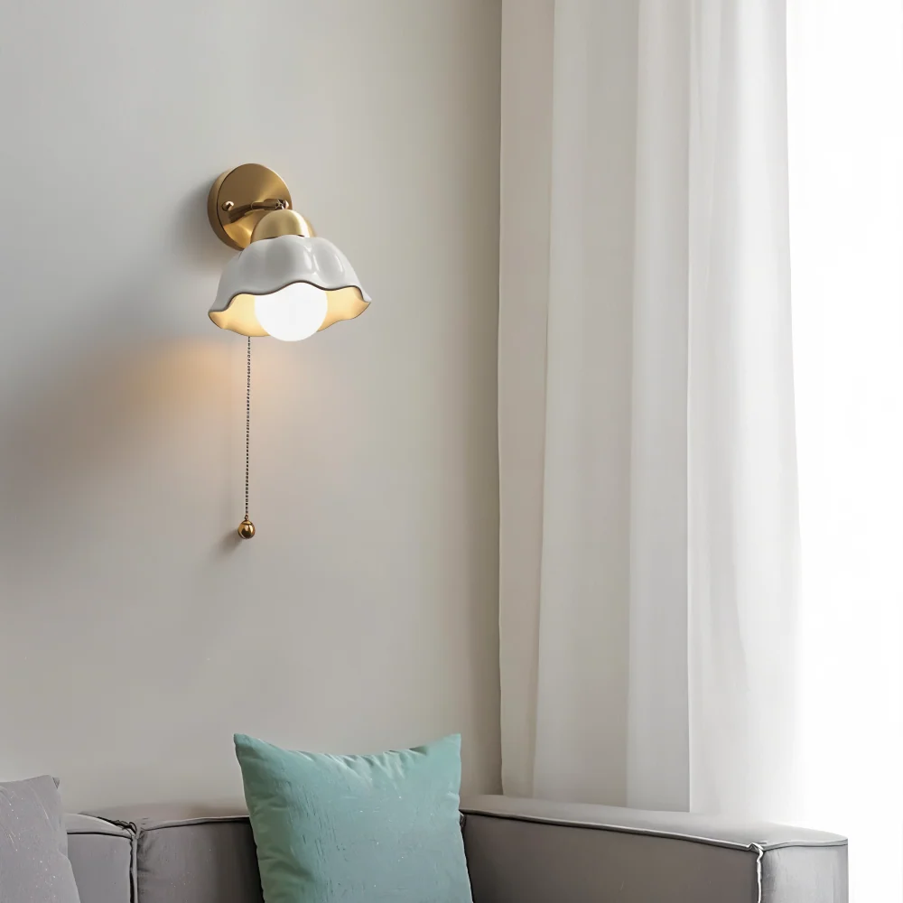 Pärla Bloom Vägglampa - Klassisk Fransk Nattduksbord Vägglampa - Blomdesign Vägglampa - Inomhus LED Vägglampor