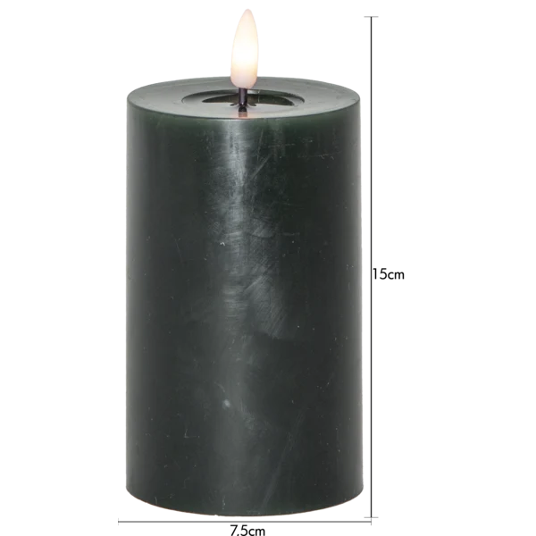 LED Blockljus Flamme Flow Grön 15 cm