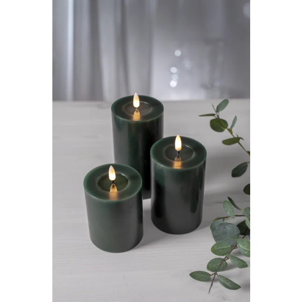 LED Blockljus Flamme Flow Grön 15 cm