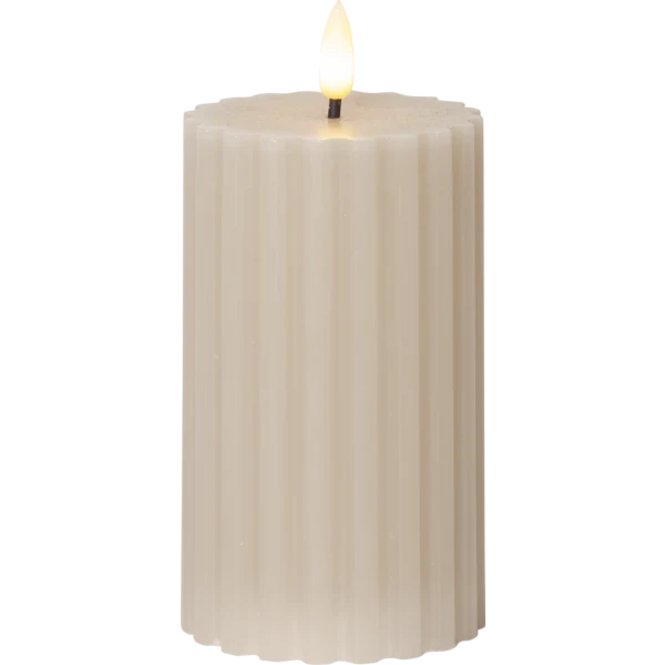 LED Blockljus Flamme Stripe Ecru 15 cm