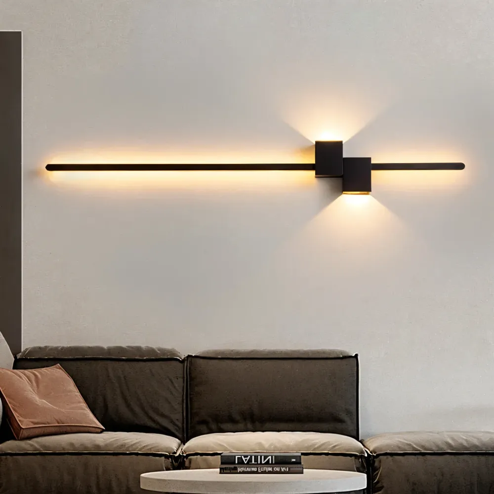 Line vägglampa - Minimalistisk svart extended LED-vägglampa 62cm